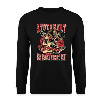 Stuttgart Frau Geschenk es eskaliert eh Stuttgart - Unisex Pullover - Schwarz - Vorne - Alina (178cm) & Michal (187cm)
