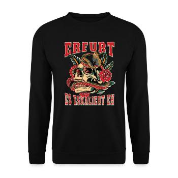 Erfurt Frau Geschenk es eskaliert eh Erfurt Frauen - Unisex Pullover - Schwarz - Vorne - Alina (178cm) & Michal (187cm)