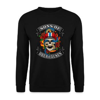 Oberhausen Biker Gift sons of Oberhausen - Unisex Sweatshirt - black - Front - Alina (178cm) & Michal (187cm)