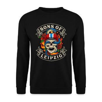 Leipzig Biker Gift fils de Leipzig - Sweat-shirt Unisexe - noir - Devant - Alina (178cm) & Michal (187cm)