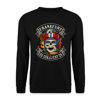 Frankfurt biker gift it escalates anyway Frankfurt - Unisex Sweatshirt - black - Front - Alina (178cm) & Michal (187cm)