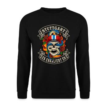 Stuttgart biker gift it escalates anyway Stuttgart - Unisex Sweatshirt - black - Front - Alina (178cm) & Michal (187cm)