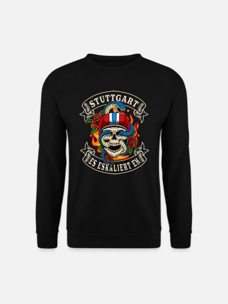 Stuttgart Biker Geschenk es eskaliert eh Stuttgart - Unisex Pullover - Schwarz