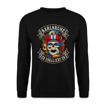 Karlsruhe biker cadeau il escalade de toute façon Karlsruhe - Sweat-shirt Unisexe - noir - Devant - Alina (178cm) & Michal (187cm)