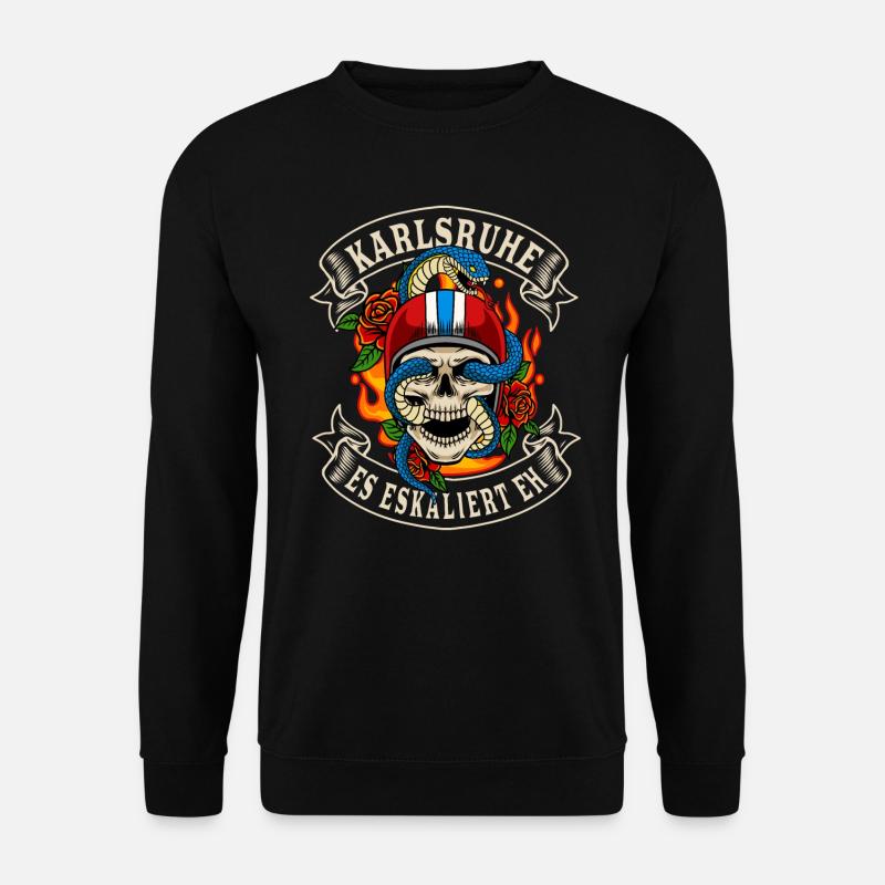 Karlsruhe Biker Geschenk es eskaliert eh Karlsruhe - Unisex Pullover - Schwarz