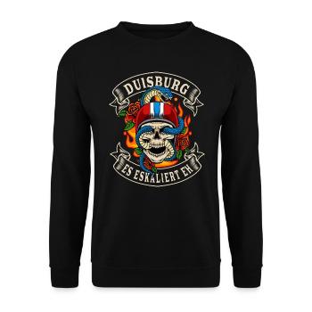 Duisburg biker gift it escalates anyway Duisburg - Unisex Sweatshirt - black - Front - Alina (178cm) & Michal (187cm)
