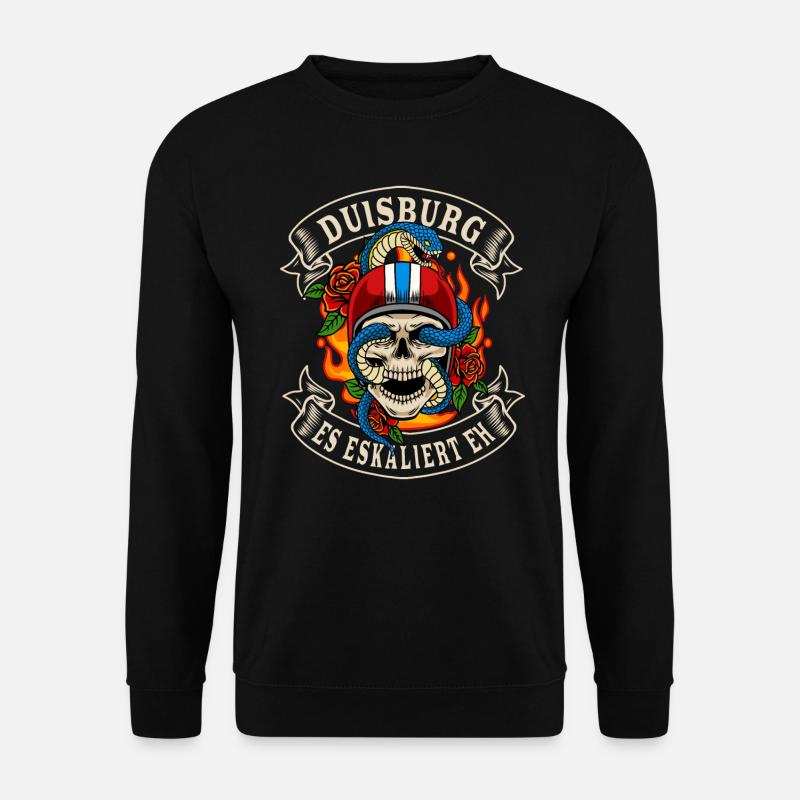 Duisburg Biker Geschenk es eskaliert eh Duisburg - Unisex Pullover - Schwarz