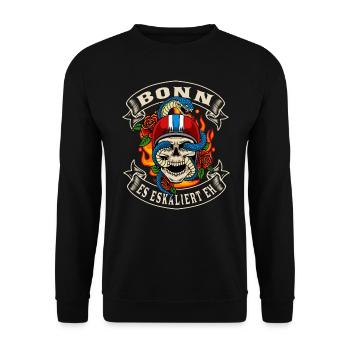Bonn biker gift it escalates anyway Bonn - Unisex Sweatshirt - black - Front - Alina (178cm) & Michal (187cm)