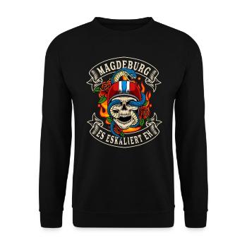 Magdebourg cadeau motard ça escalate de toute façon Magdebourg - Sweat-shirt Unisexe - noir - Devant - Alina (178cm) & Michal (187cm)