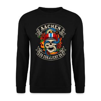 Le cadeau de motard d’Aix-la-Chapelle s’intensifie de toute façon Aix-la-Chapelle - Sweat-shirt Unisexe - noir - Devant - Alina (178cm) & Michal (187cm)