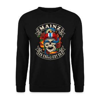 Cadeau de motard de Mayence il escalade de toute façon Mayence - Sweat-shirt Unisexe - noir - Devant - Alina (178cm) & Michal (187cm)