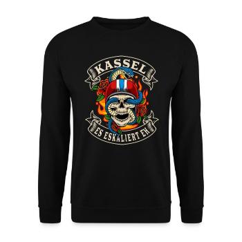 Kassel cadeau de motard ça escalate de toute façon Kassel - Sweat-shirt Unisexe - noir - Devant - Alina (178cm) & Michal (187cm)