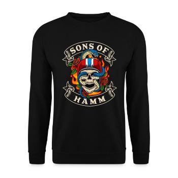 Hamm Biker Gift sons of Hamm Home - Unisex Sweatshirt - black - Front - Alina (178cm) & Michal (187cm)
