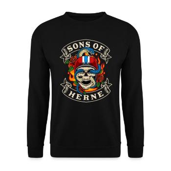 Herne Biker Gift sons of Herne Home - Unisex Sweatshirt - black - Front - Alina (178cm) & Michal (187cm)