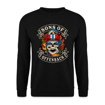 Offenbach Biker Geschenk sons of Offenbach Heimat - Unisex Sweatshirt - black - Front - Alina (178cm) & Michal (187cm)