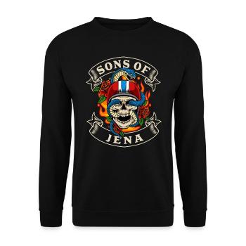 Jena Biker Geschenk sons of Jena Heimat - Unisex Sweatshirt - black - Front - Alina (178cm) & Michal (187cm)
