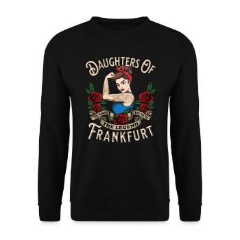 Frankfurt Frau Geschenk daughters of Frankfurt - Unisex Pullover - Schwarz - Vorne - Alina (178cm) & Michal (187cm)