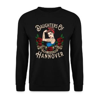 Hannover Frau Geschenk daughters of Hannover - Unisex Pullover - Schwarz - Vorne - Alina (178cm) & Michal (187cm)