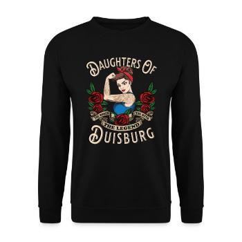 Duisburg Frau Geschenk daughters of Duisburg - Unisex Pullover - Schwarz - Vorne - Alina (178cm) & Michal (187cm)