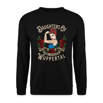 Wuppertal Frau Geschenk daughters of Wuppertal - Unisex Sweatshirt - black - Front - Alina (178cm) & Michal (187cm)