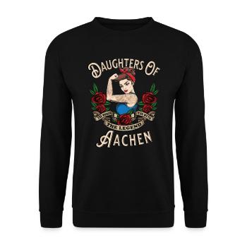 Aix-la-Chapelle Frau Geschenk filles d’Aix-la-Chapelle Frauen - Sweat-shirt Unisexe - noir - Devant - Alina (178cm) & Michal (187cm)