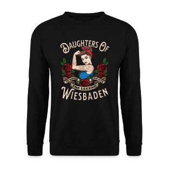 Wiesbaden Frau Geschenk daughters of Wiesbaden - Unisex Sweatshirt - black - Front - Alina (178cm) & Michal (187cm)