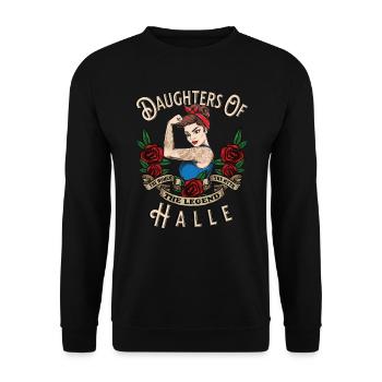 Halle Frau Geschenk daughters of Halle Frauen - Unisex Sweatshirt - black - Front - Alina (178cm) & Michal (187cm)