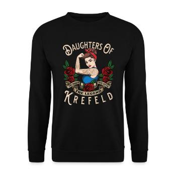 Krefeld Frau Geschenk daughters of Krefeld Frauen - Unisex Sweatshirt - black - Front - Alina (178cm) & Michal (187cm)