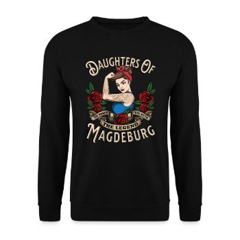 Magdeburg Frau Geschenk daughters of Magdeburg - Unisex Sweatshirt - black - Front - Alina (178cm) & Michal (187cm)