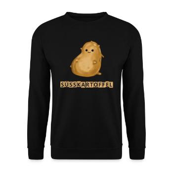 Gute Kartoffel mit Aufdruck - Unisex Pullover - Schwarz - Vorne - Alina (178cm) & Michal (187cm)