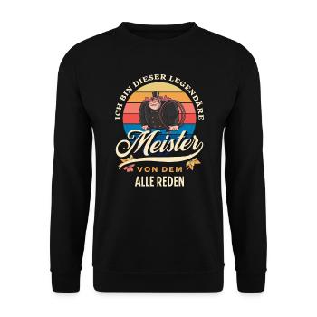 Schornsteinfeger Meister legendär retro - Unisex Pullover - Schwarz - Vorne - Alina (178cm) & Michal (187cm)