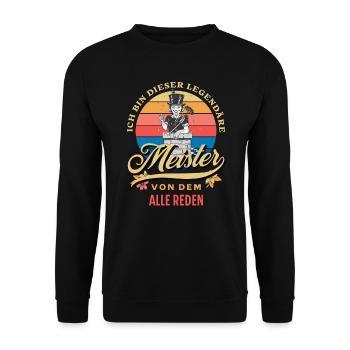 Schornsteinfeger Meister legendär retro - Unisex Pullover - Schwarz - Vorne - Alina (178cm) & Michal (187cm)