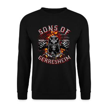 Sons of Gerresheim Skull biker - Unisex Sweatshirt - black - Front - Alina (178cm) & Michal (187cm)