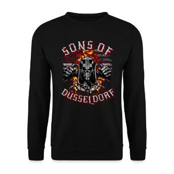 Sons of Düsseldorf Totenkopf biker - Unisex Sweatshirt - black - Front - Alina (178cm) & Michal (187cm)