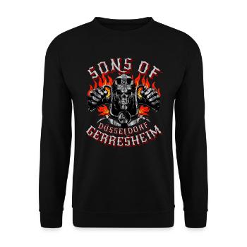 Sons of Gerresheim Skull biker - Unisex Sweatshirt - black - Front - Alina (178cm) & Michal (187cm)