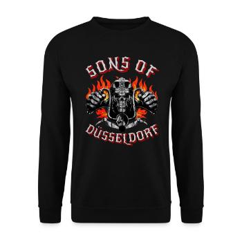 Sons of Düsseldorf Totenkopf biker - Unisex Sweatshirt - black - Front - Alina (178cm) & Michal (187cm)