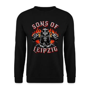 Leipzig Biker Geschenk fils de Leipzig - Sweat-shirt Unisexe - noir - Devant - Alina (178cm) & Michal (187cm)