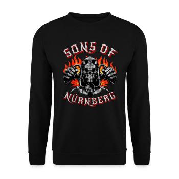 Nürnberg Biker Geschenk sons of Nürnberg - Unisex Sweatshirt - black - Front - Alina (178cm) & Michal (187cm)
