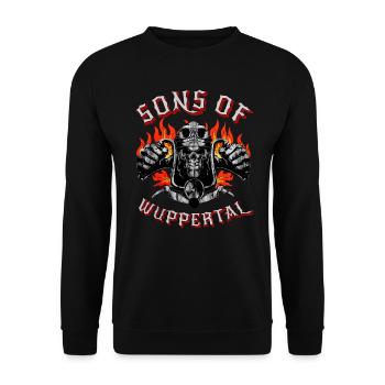 Wuppertal Biker Geschenk sons of Wuppertal - Unisex Sweatshirt - black - Front - Alina (178cm) & Michal (187cm)
