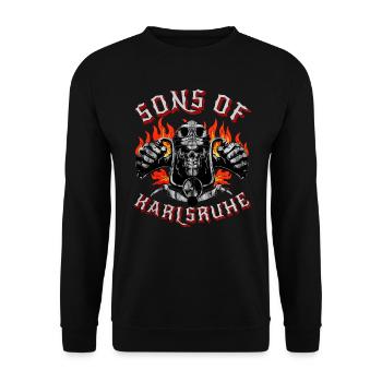 Karlsruhe Biker Geschenk sons of Karlsruhe - Unisex Sweatshirt - black - Front - Alina (178cm) & Michal (187cm)