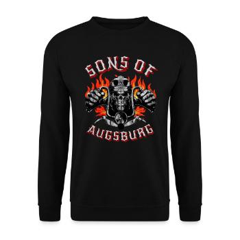 Augsburg Biker Geschenk sons of Augsburg - Unisex Sweatshirt - black - Front - Alina (178cm) & Michal (187cm)