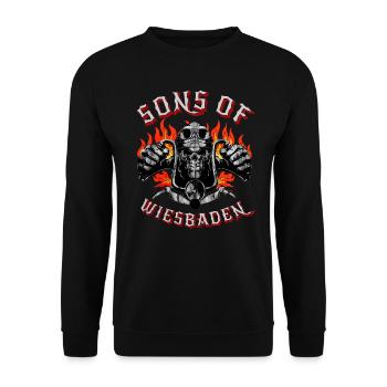 Wiesbaden Biker Geschenk fils de Wiesbaden - Sweat-shirt Unisexe - noir - Devant - Alina (178cm) & Michal (187cm)
