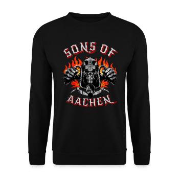 Aachen Biker Geschenk sons of Aachen - Unisex Sweatshirt - black - Front - Alina (178cm) & Michal (187cm)