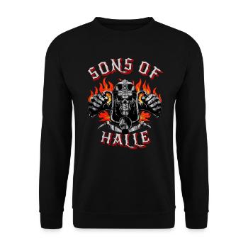 Halle Biker Geschenk sons of Halle - Unisex Sweatshirt - black - Front - Alina (178cm) & Michal (187cm)