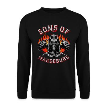 Magdebourg Motard Geschenk fils de Magdebourg - Sweat-shirt Unisexe - noir - Devant - Alina (178cm) & Michal (187cm)