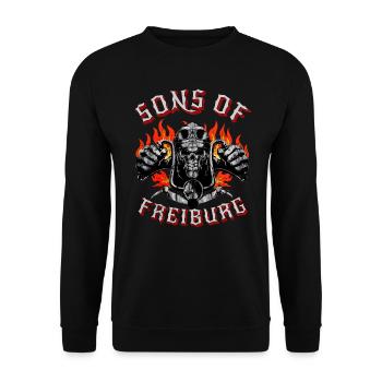 Freiburg Biker Geschenk sons of Freiburg - Unisex Sweatshirt - black - Front - Alina (178cm) & Michal (187cm)