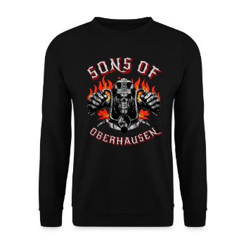Oberhausen Biker Geschenk sons of Oberhausen - Unisex Pullover - Schwarz - Vorne - Alina (178cm) & Michal (187cm)