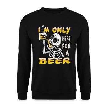 ich bin nur zum bier trinken hier - Unisex Pullover - Schwarz - Vorne - Alina (178cm) & Michal (187cm)