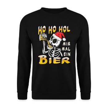 Ho Ho Hol Bier Weihnachtsgeschenk - Unisex Pullover - Schwarz - Vorne - Alina (178cm) & Michal (187cm)