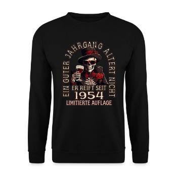 69. Geburtstag 1954 69er Guter Jahrgang - Unisex Pullover - Schwarz - Vorne - Alina (178cm) & Michal (187cm)